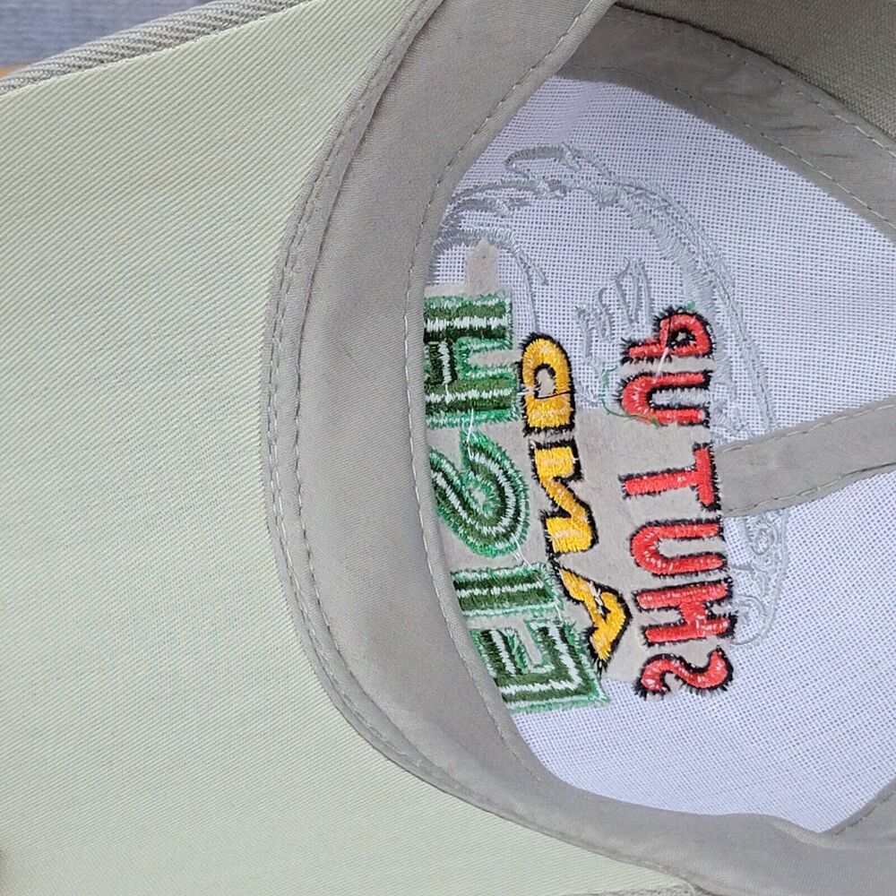 Embroidered Shut Up & Fish Fishing Hat Biege Adjustable Hook & Loop Trucker Cap - Picture 13 of 16